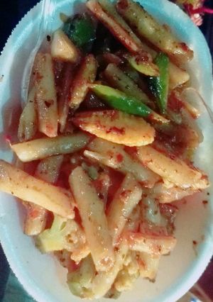 A picture of Pasta with garlic chutney-Simple and tasty with veggies.