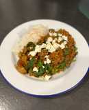 Persian beef and lentils topped with feta