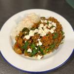 Persian beef and lentils topped with feta