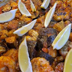 A picture of Prawn and Aubergine Curry.