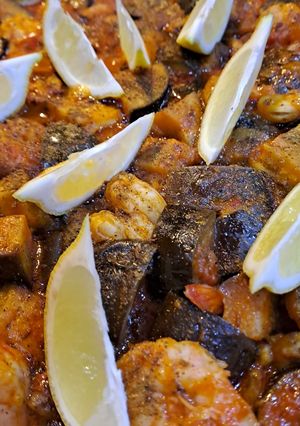 A picture of Prawn and Aubergine Curry.