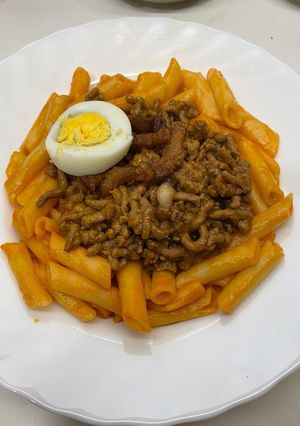 Una foto de Macarrones con carne picada y panceta Connery