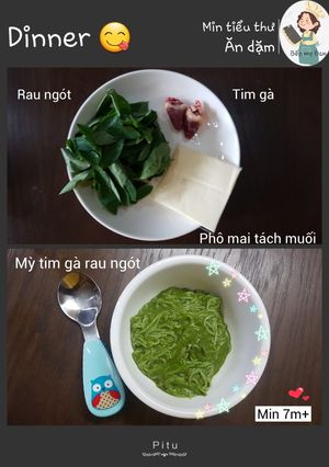 Hình của món Mì tim gà rau ngót.