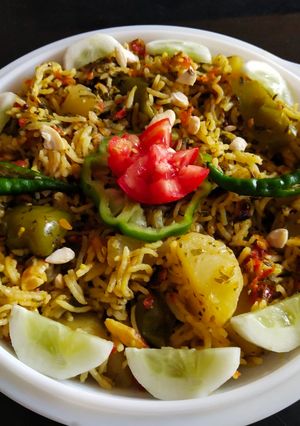 A picture of Hariyali Pulao.