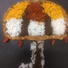 A picture of Rainy season SpecialUmbrella Dal Rice Emoji.
