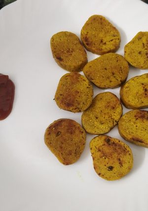 A picture of Dudhi Vadi (Bottle gourd vadi).