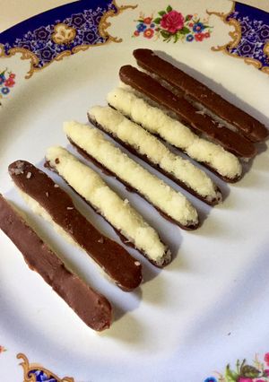 A picture of Coconut chocolate sticks.