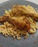 Muslitos de pollo especiados al horno con cuscús en su jugo