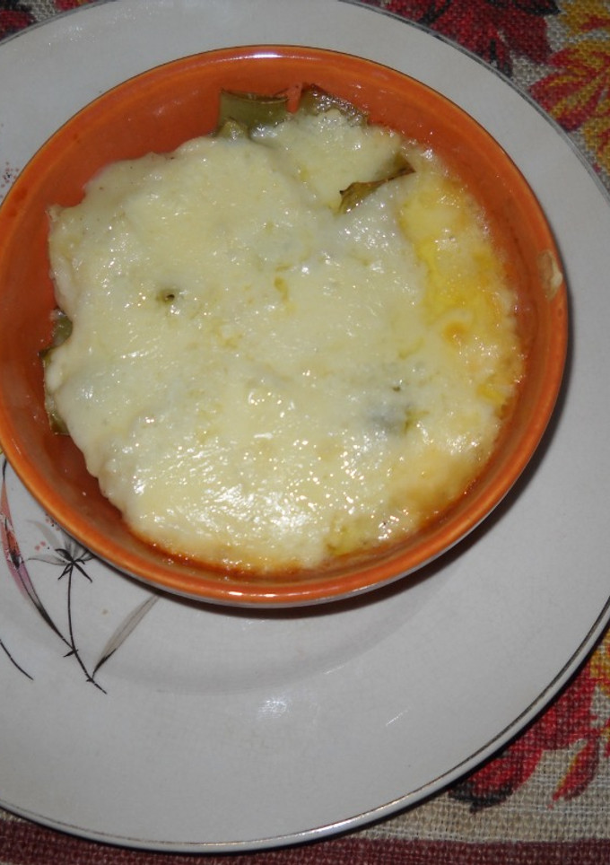 Una foto de Chauchas gratinadas en cazuela
