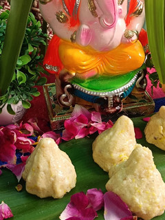 A picture of Ganesh chaturthi special recipe Mawa modak 🌹🙏🏿.