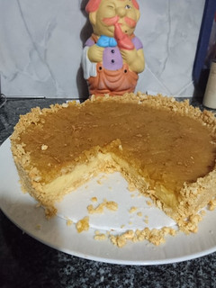 Una foto de Tarta de manzana y crema sin horno