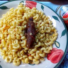 A picture of Stir Fried Macaroni and Peppered Ponmo.