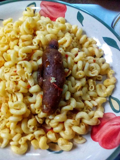 A picture of Stir Fried Macaroni and Peppered Ponmo.