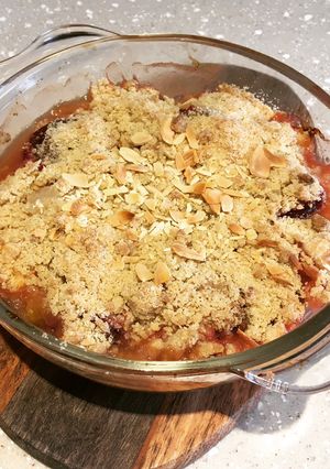 A picture of Wonky Autumn Apple & Plum Crumble (GF and DF) 🍏🍎.