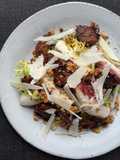 Bitter leaf salad with charred dates and vinaigrette