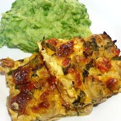 A picture of Crustless Mushroom and Spinach Quiche.