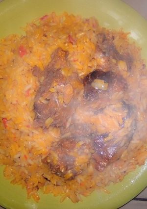 A picture of Palm oil concotion jollop Rice.
