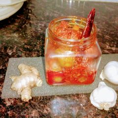 Gooseberry ginger garlic pickle A picture of Gooseberry ginger garlic pickle.