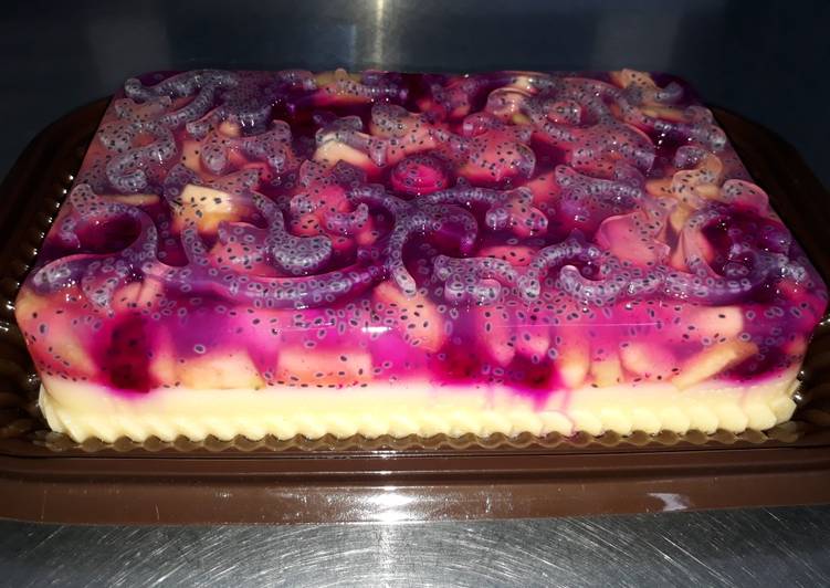 Puding buah naga dan melon jingga mix puding susu rasa jeruk