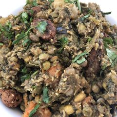 A picture of Undhiyu (Gujarati Mixed Vegetables).
