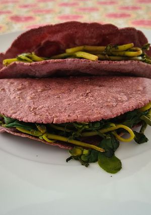A picture of Quesadillas with Purslane.