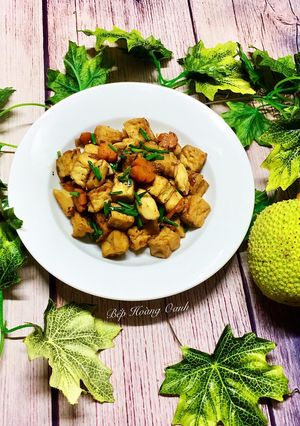 Hình của món Đậu Hủ Kho Hột (Hạt) Mít Chay.