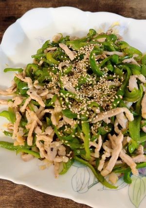 A picture of Pork Ginger stir fry with Green Pepper.