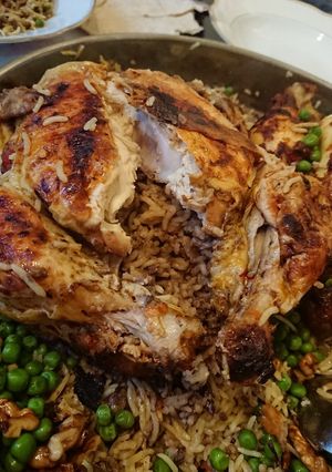 صورة لوصفة دجاج 🍗 محشي مع الرز والكستنا ☺😋