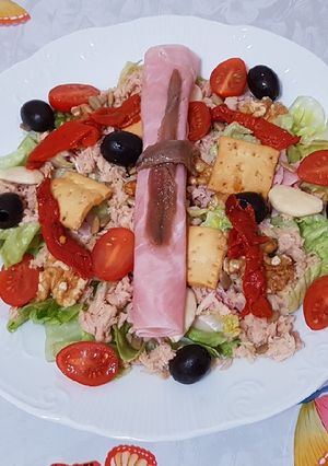 Foto principal de Ensalada con pergamino de jamón dulce 😄