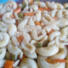 A picture of Macaroni with veg.