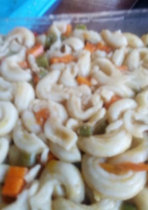 A picture of Macaroni with veg.