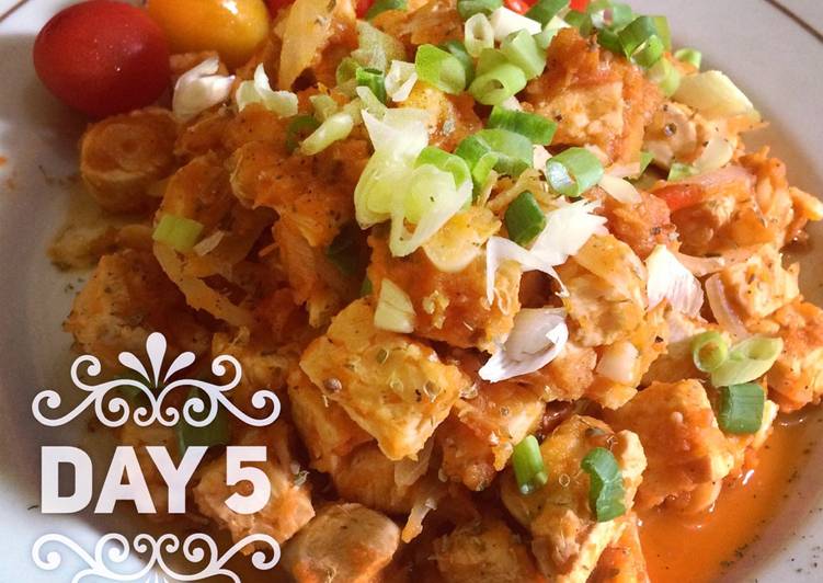 Resep GM Diet day 5 - Chicken Boneless Breast and Tempe w/ Tomato Soup Anti Gagal