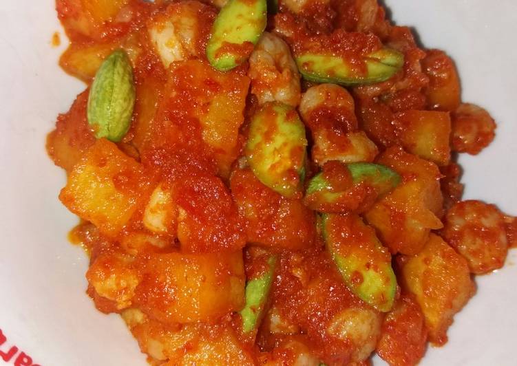 Resep Sambal kentang Udang pete, Enak Banget