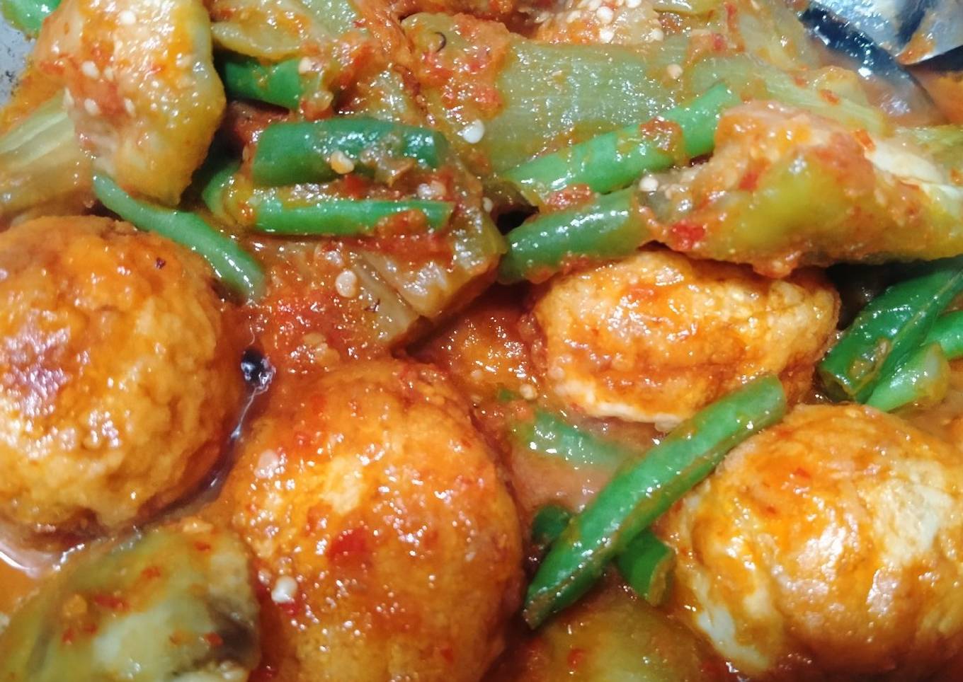 Balado telur terong buncis