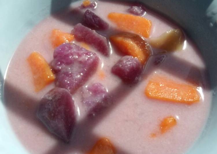 Resep Kolak ubi warna warni santan gula pasir, Bikin Ngiler