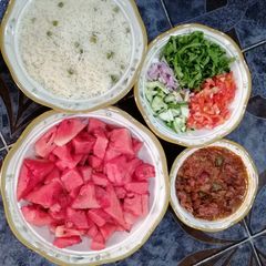 A picture of Simple rice and stew.