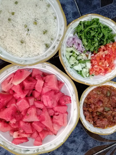 A picture of Simple rice and stew.