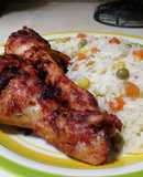 Piernas de pollo bate jugositas al chile mirasol