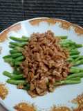 Buncis tumis daging (vegan)