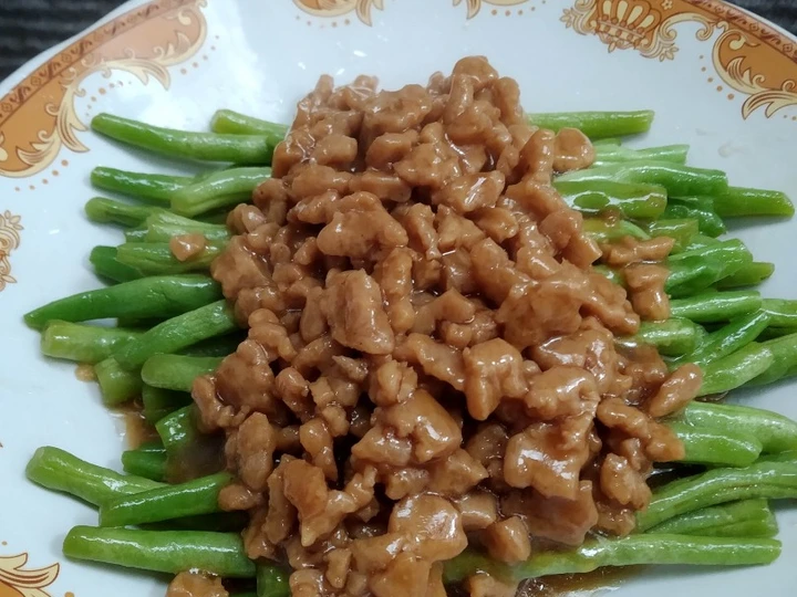 Langkah Gampang Membuat Resep Buncis tumis daging (vegan) yang Enak Banget Anti Ribet, Lezat