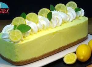 Foto principal de Tarta de limón sin horno, fácil y rápida