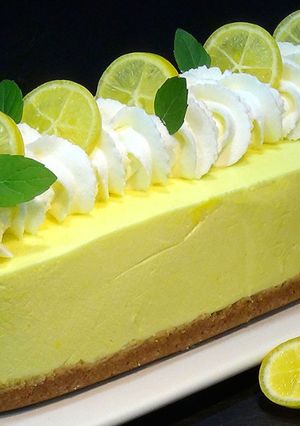 Foto principal de Tarta de limón sin horno, fácil y rápida