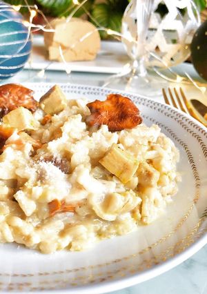 Une photo de Risotto foie gras girolles