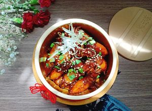 Hình của món Mực sữa rim mặn ngọt.