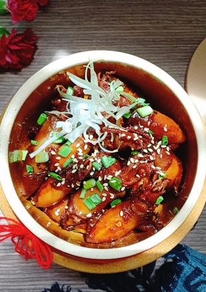 Hình của món Mực sữa rim mặn ngọt.