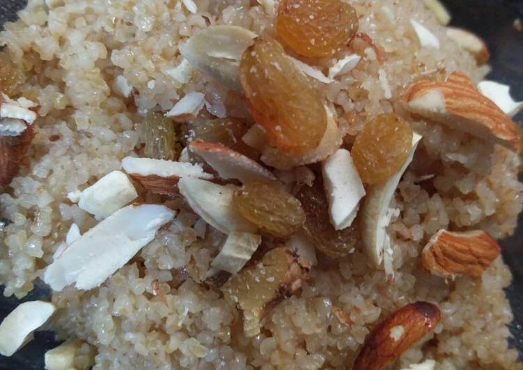 Steps to Prepare Any-night-of-the-week Fada Lapsi (beaten wheat/daliya sweet)