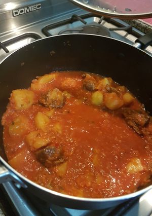 Una foto de Estofado de papas rápido y económico. Incorporando el microondas