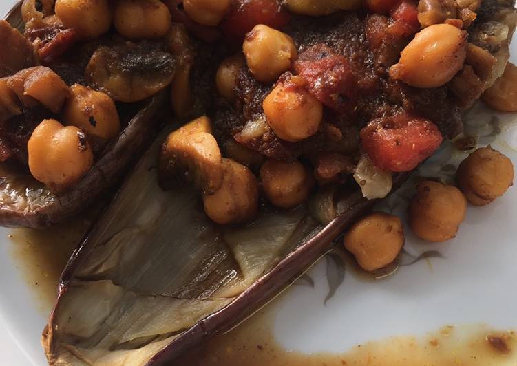 Easiest Way to Make Homemade Keto Friendly Eggplants with spicy chickpeas