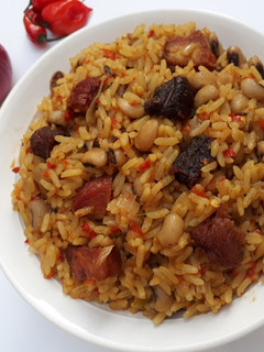 A picture of Rice and Beans Jollof.
