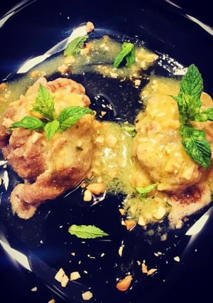 Une photo de Sorbet Romarin Menthe et vinaigrette aux Cacahuètes